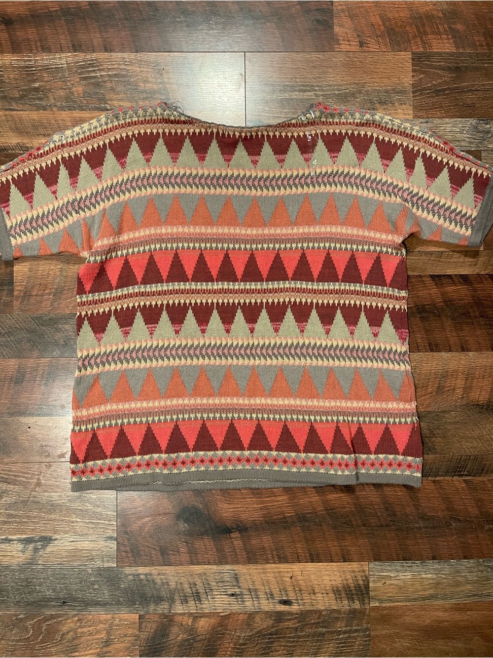 Ralph Lauren Chaps Women's Aztec Crewneck Sweater in Red, Orange, Tan and Gray